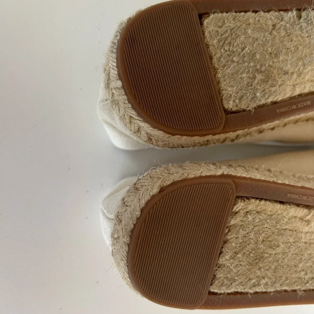 J. Crew Facto Canvas Espadrilles Flats with Black Cap Toe, size 8